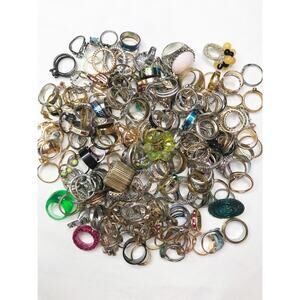 VTG Huge Over 220 Ring Lot Bundle Some Sterling Silver Gold Tone Gemstone CZ